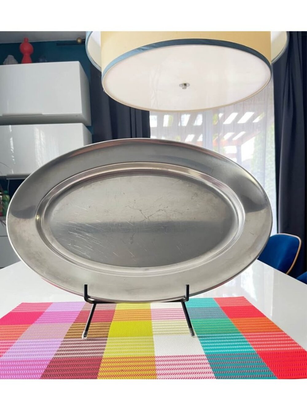 MCM CULTURA Stainless Steel Platter Oval Tray Vintage 1960-Sweden